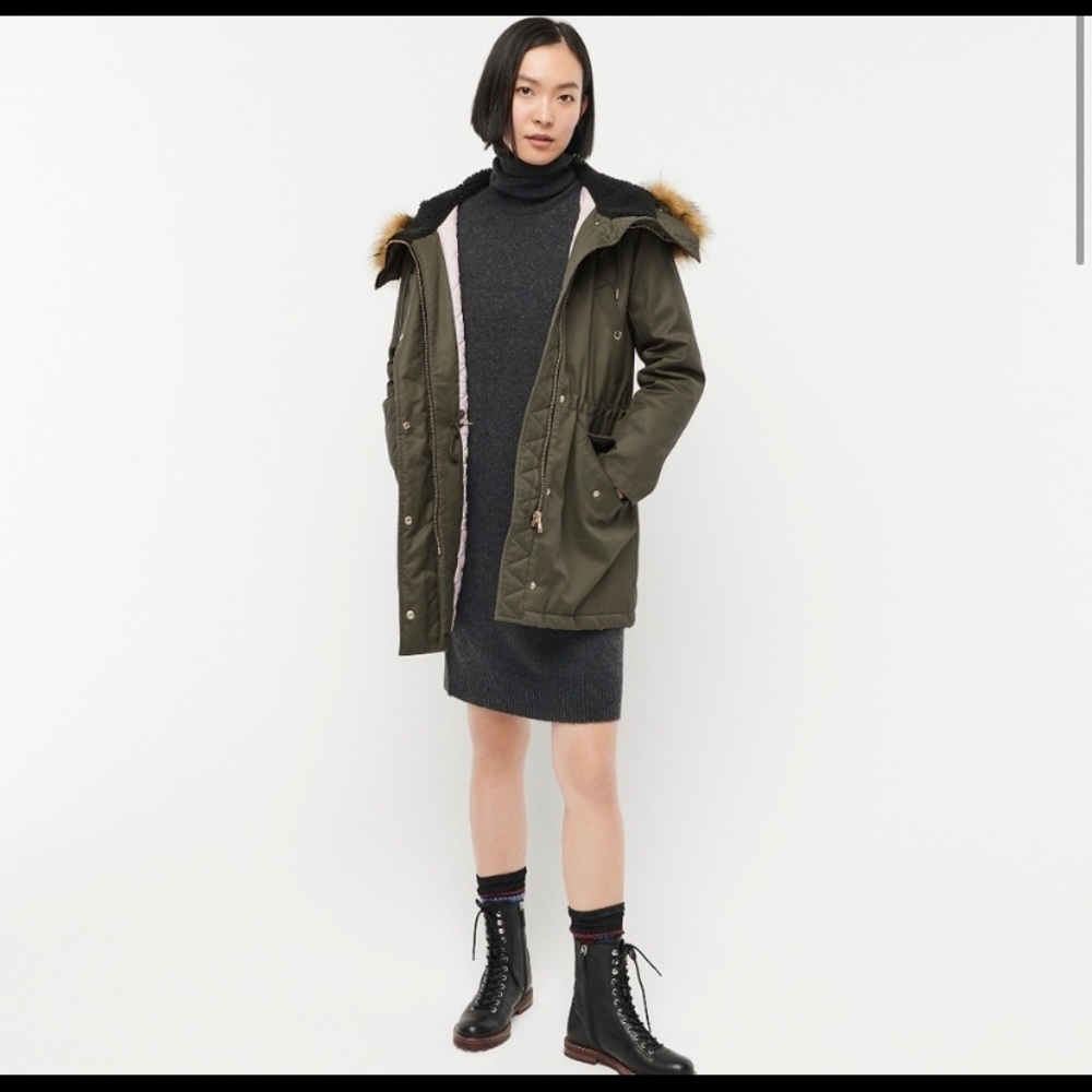J Crew the perfect Parka Sz M NWT